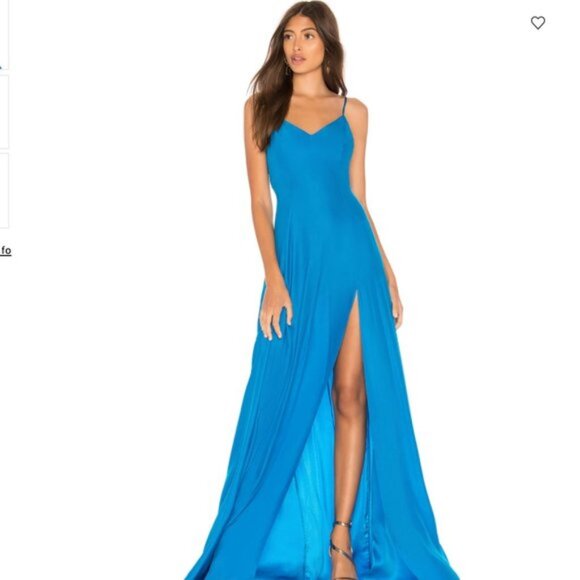 NWOT Amanda Uprichard Channing Gown- Electric Teal - Picture 1 of 6